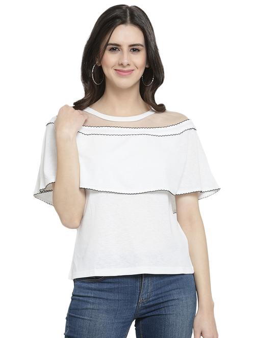 sheer paneled layered top - 16002462 - Very Small Image - 1