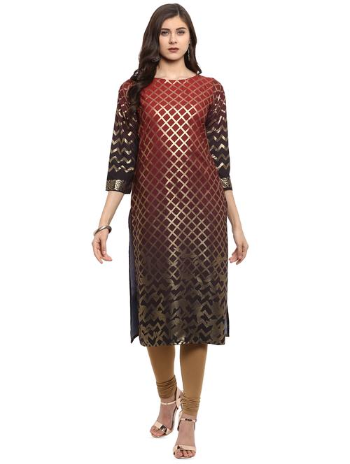 foil print straight kurta - 16002497 - Very Small Image - 1