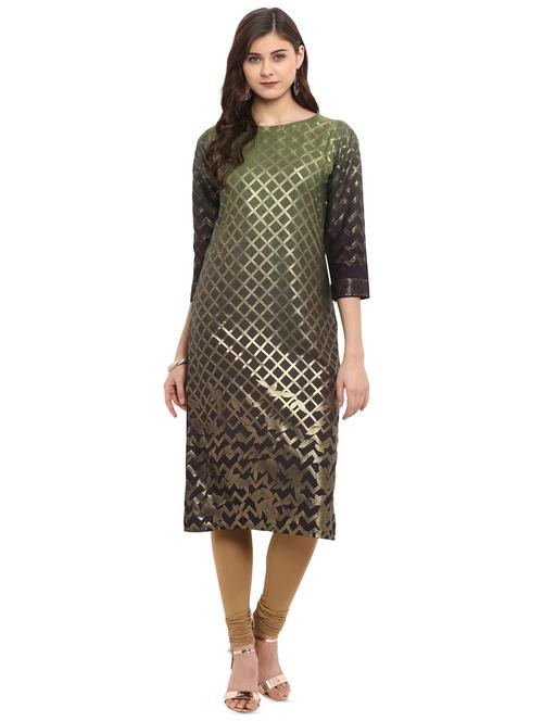 foil print straight kurta - 16002498 - Very Small Image - 1