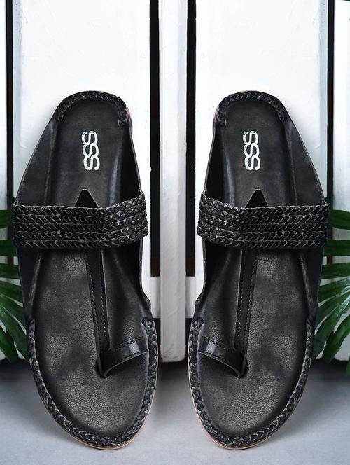 black one toe kolhapuris - 16002556 - Very Small Image - 1