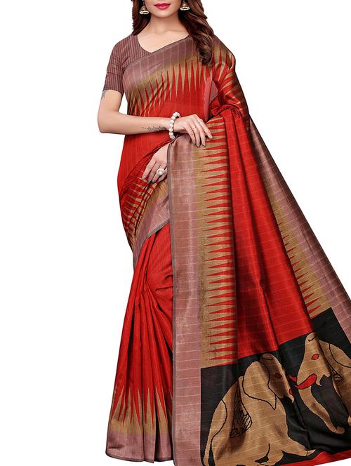 contrast border bhagalpuri saree with blouse - 16002627 - Very Small Image - 1