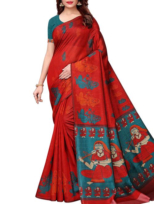 conversational printed saree with blouse - 16002632 - Very Small Image - 1