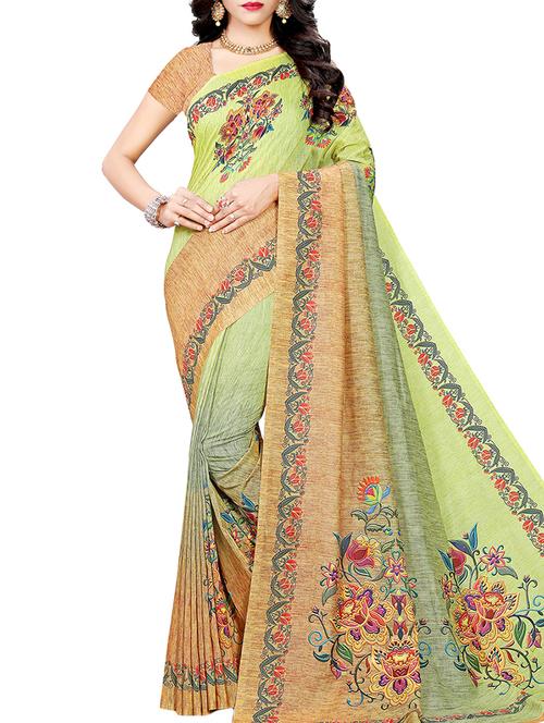 digital floral printed saree with blouse - 16002634 - Very Small Image - 1