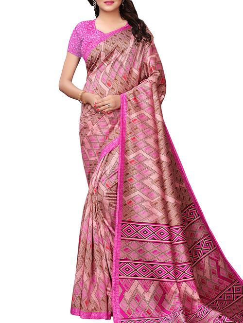 checkered printed saree with blouse - 16002640 - Very Small Image - 1