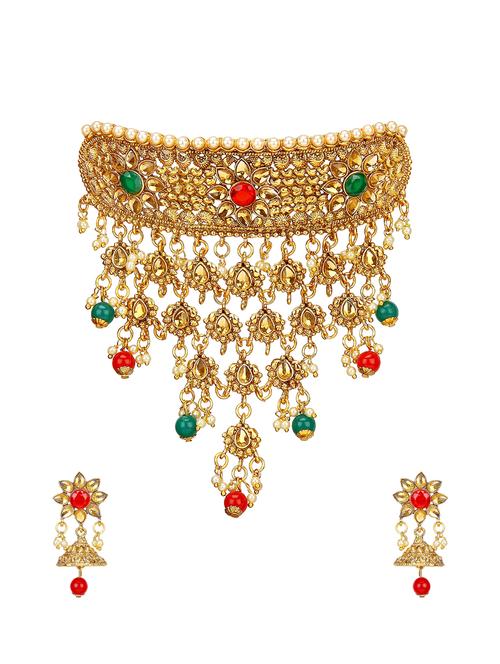 multi colored gold plated choker necklace - 16003846 - Very Small Image - 1