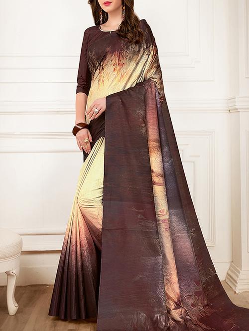 abstract digital printed saree with blouse - 16005124 - Very Small Image - 1