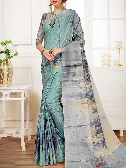 abstract digital printed saree with blouse - 16005126 - Very Small Image - 1