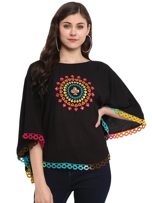 lace trim embroidered top - 16005240 - Very Small Image - 1