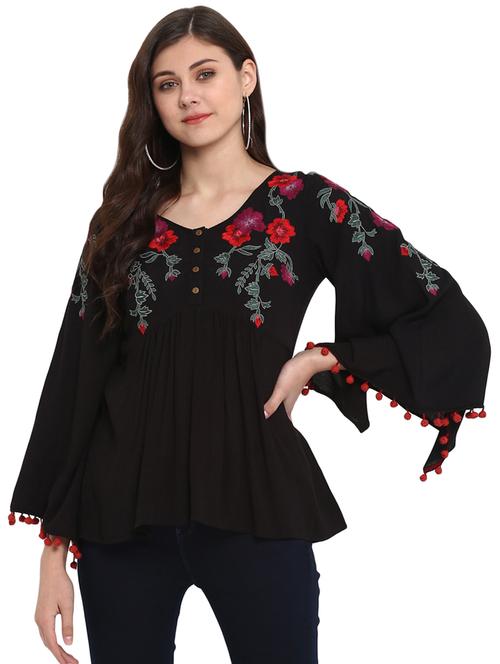 embroidered gathered top - 16005249 - Very Small Image - 1