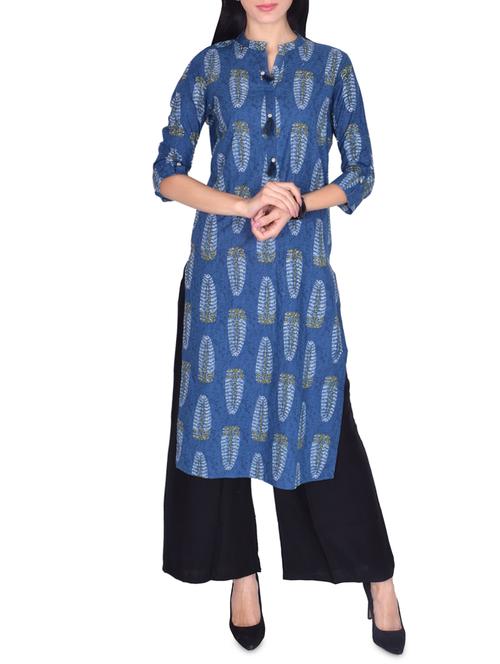 straight printed kurta palazzo set - 16005481 - Very Small Image - 1