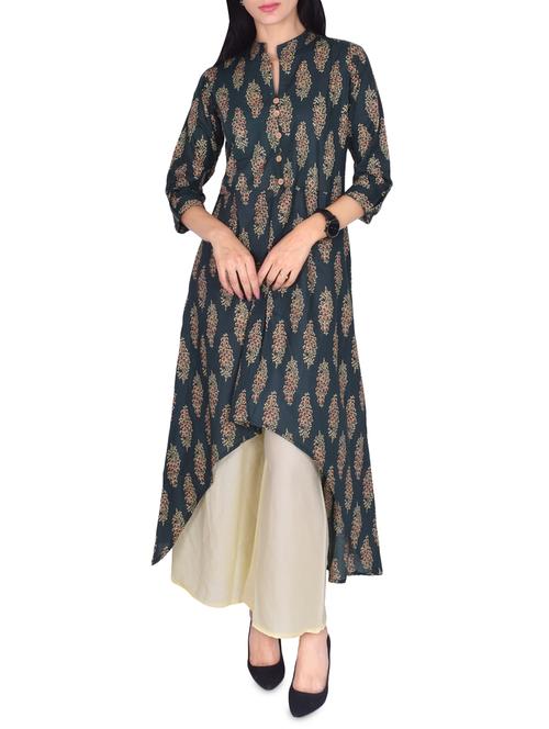 high low printed kurta palazzo set - 16005502 - Very Small Image - 1