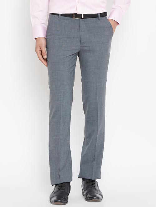 grey polyester flat front formal trouser - 16005912 - Very Small Image - 1
