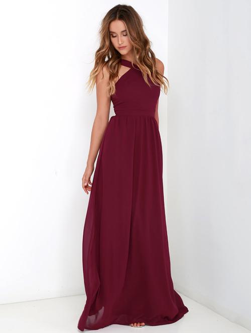 halter neck flared maxi dress - 16006032 - Very Small Image - 1
