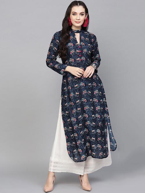 printed straight kurta - 16006058 - Very Small Image - 1