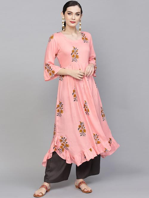 flared bell sleeves kurta - 16006065 - Very Small Image - 1