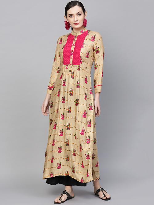 printed straight kurta - 16006072 - Very Small Image - 1