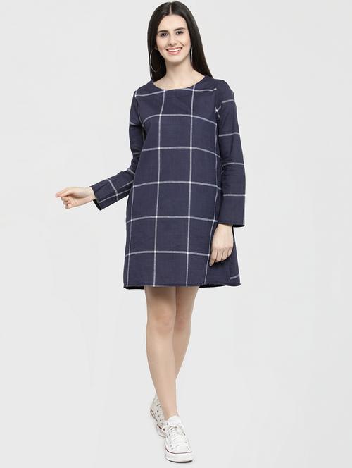 windowpane checks a-line dress - 16006177 - Very Small Image - 1