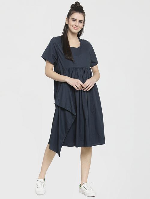 ruffle trim gathered a-line dress - 16006194 - Very Small Image - 1