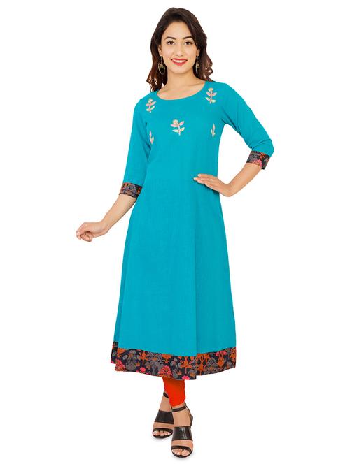 a-line embroidered kurta - 16006217 - Very Small Image - 1