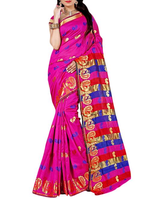conversational zari motif woven saree with blouse - 16006389 - Very Small Image - 1