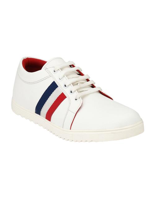 white leatherette lace up sneakers - 16006995 - Very Small Image - 1
