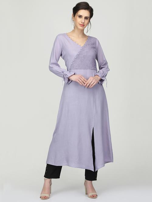 solid a-line kurta - 16007046 - Very Small Image - 1