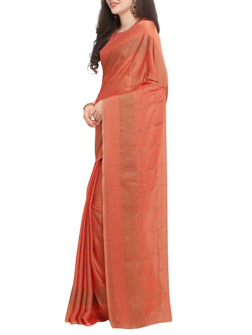 foil printed peach saree with blouse - 16007095 - Very Small Image - 1
