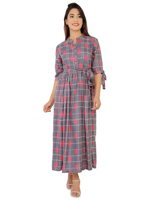 flared checkered dress - 16007825 - Very Small Image - 1