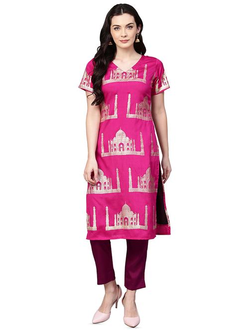 straight foil print pant set - 16007839 - Very Small Image - 1
