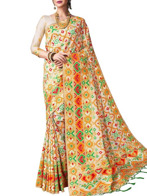 geometrical zari motif banarasi saree with blouse - 16007978 - Very Small Image - 1