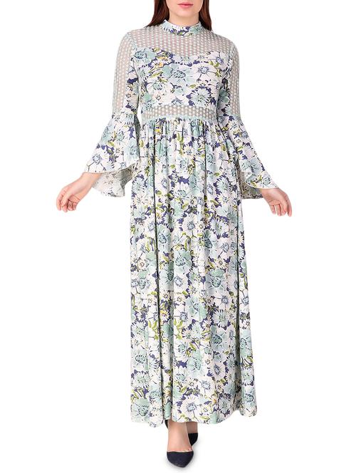 lace insert floral maxi dress - 16008146 - Very Small Image - 1