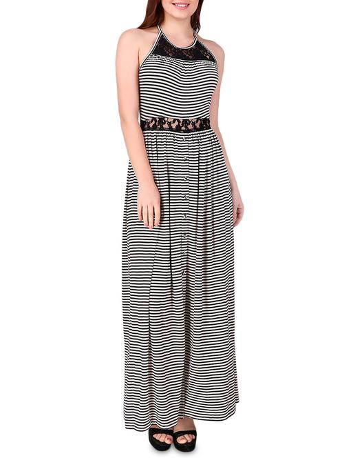 lace insert tie back maxi dress - 16008153 - Very Small Image - 1