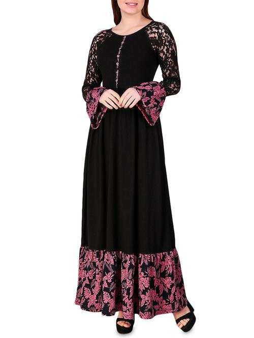 lace detail floral maxi dress - 16008155 - Very Small Image - 1