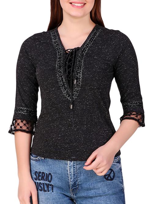 lace up embroidered top - 16008169 - Very Small Image - 1