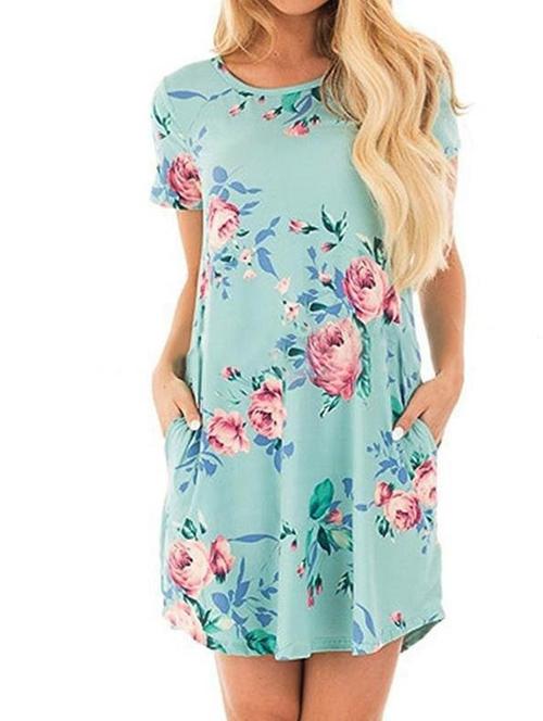 pocket detail floral a-line dress - 16008956 - Very Small Image - 1