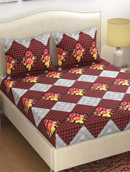 polycotton double bedsheet with 2 pillow covers - 16009122 - Very Small Image - 1