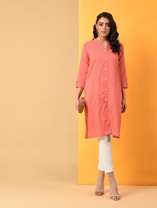 solid buttoned kurta pant set - 16009410 - Very Small Image - 1