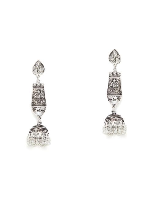 silver jhumka earring - 16009659 - Very Small Image - 1