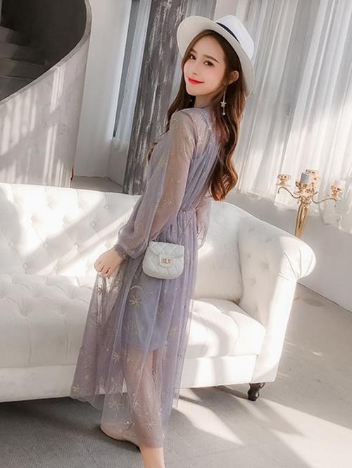 mock neck a-line dress - 16010453 - Very Small Image - 1