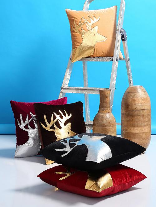 set of 5 velvet cushion covers 16" x 16" - 16010702 - Very Small Image - 1
