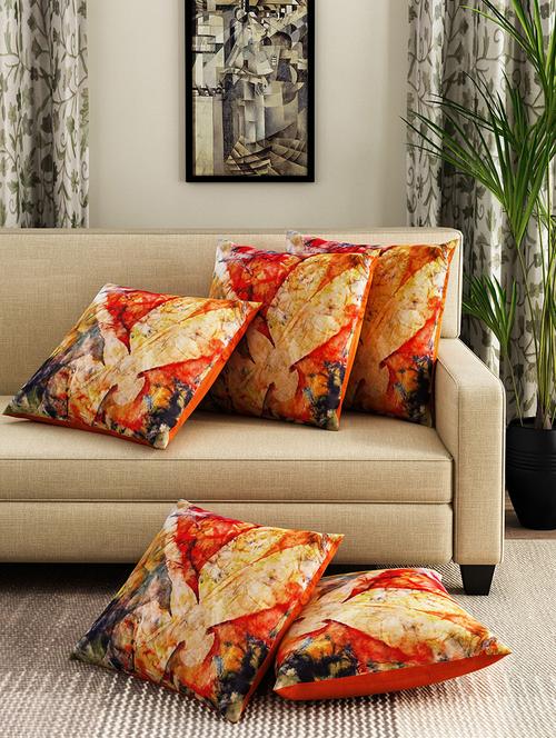 set of 5 polyester velvet cushion covers 16" x 16" - 16010708 - Very Small Image - 1