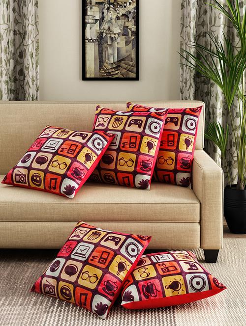 set of 5 polyester velvet cushion covers 16" x 16" - 16010711 - Very Small Image - 1