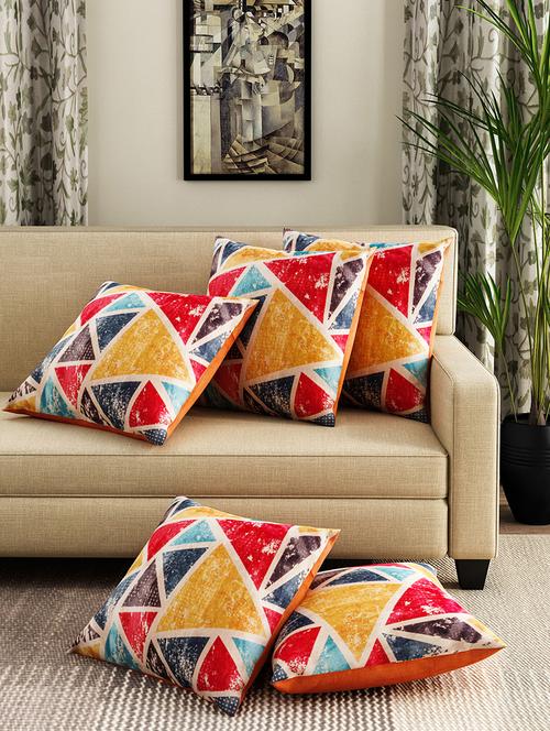 set of 5 polyester velvet cushion covers 16" x 16" - 16010719 - Very Small Image - 1