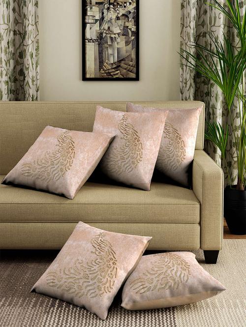 set of 5 velvet cushion covers 16" x 16" - 16010729 - Very Small Image - 1