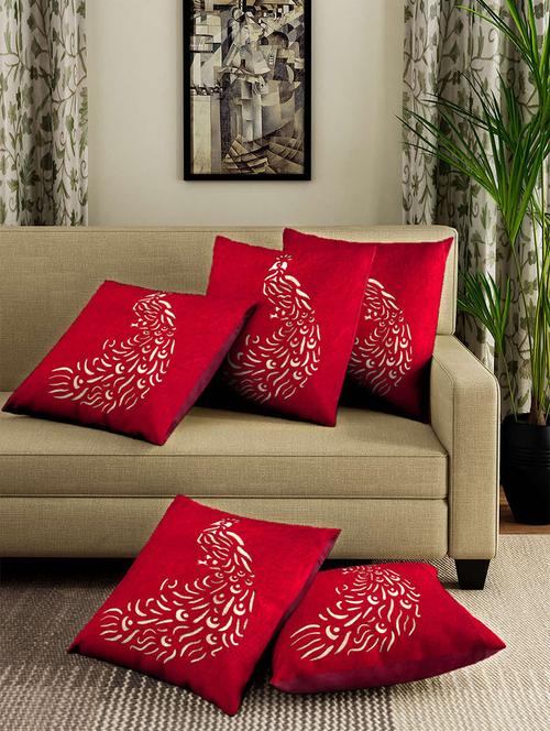 set of 5 velvet cushion covers 16" x 16" - 16010731 - Very Small Image - 1
