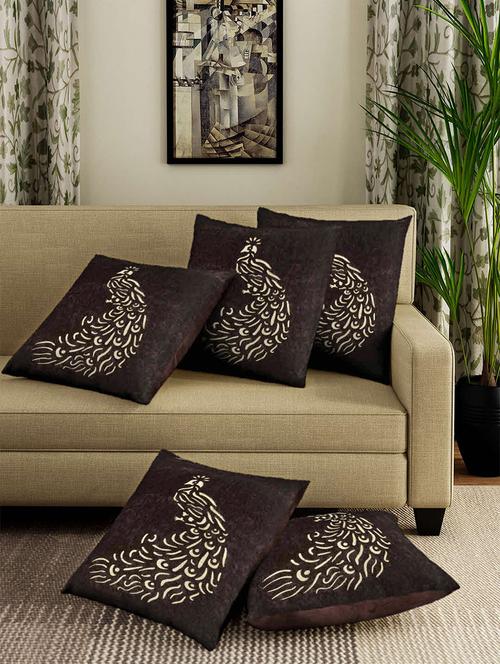 set of 5 velvet cushion covers 16" x 16" - 16010732 - Very Small Image - 1
