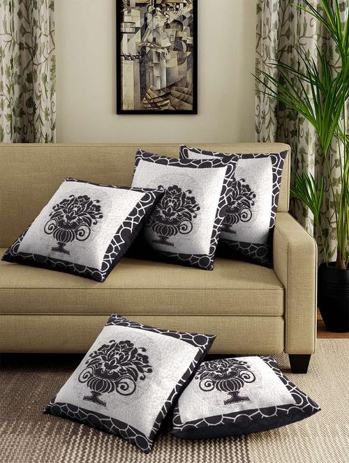 chenille floral cushion cover 16 inch x 16 inch (set of 5) - 16010736 - Very Small Image - 1