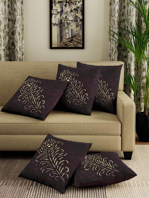 jacquard velvet cushion cover 16 inch x 16 inch (set of 5) - 16010740 - Very Small Image - 1