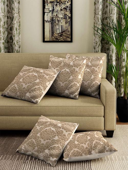 jacquard polyester cushion cover 16 inch x 16 inch (set of 5) - 16010742 - Very Small Image - 1