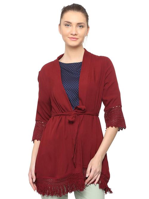 lace detail tie up waist shrug - 16010851 - Very Small Image - 1